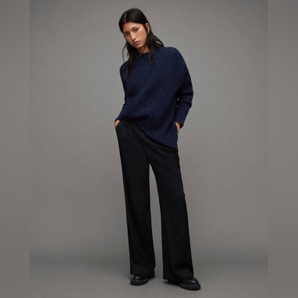 All Saints Selena Mixed Stitch Asymmetric Sweater Midnight Blue, NWT, Size S - Picture 12 of 12